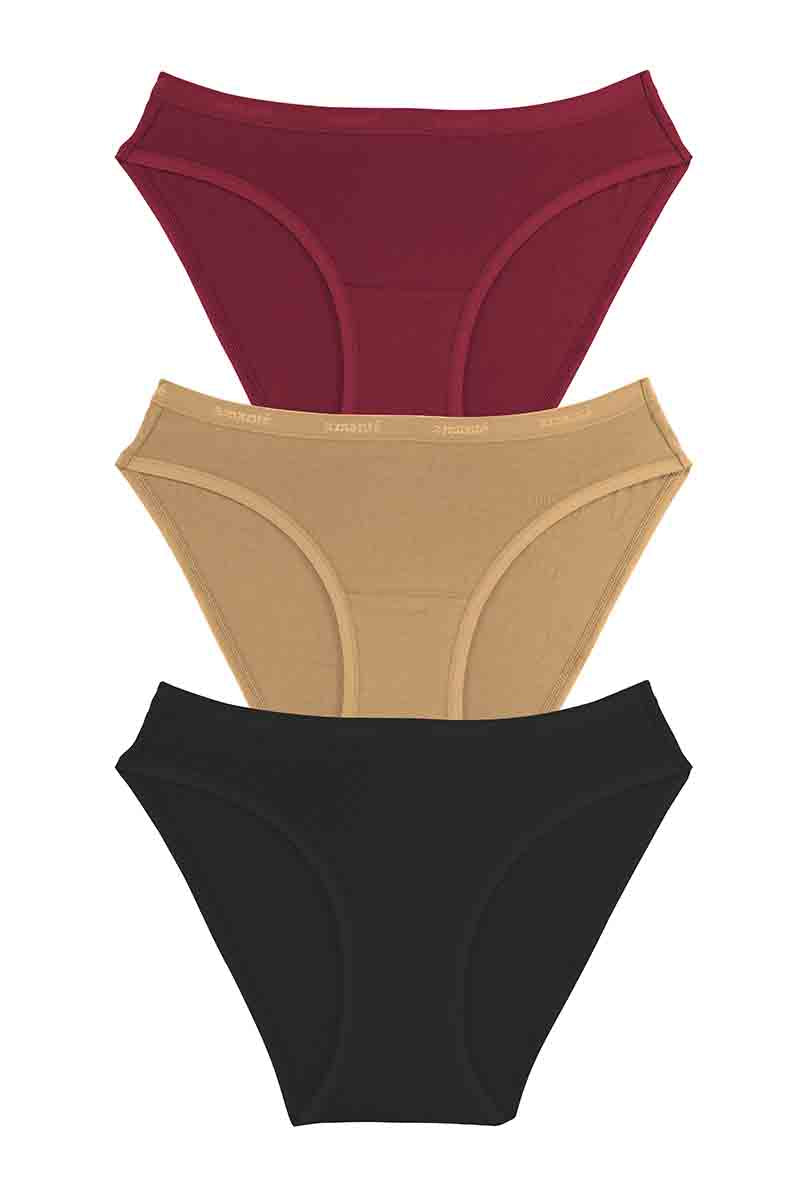 Cotton Bikini Briefs Solid Pack of 3 S / Assorted - amanté Panty