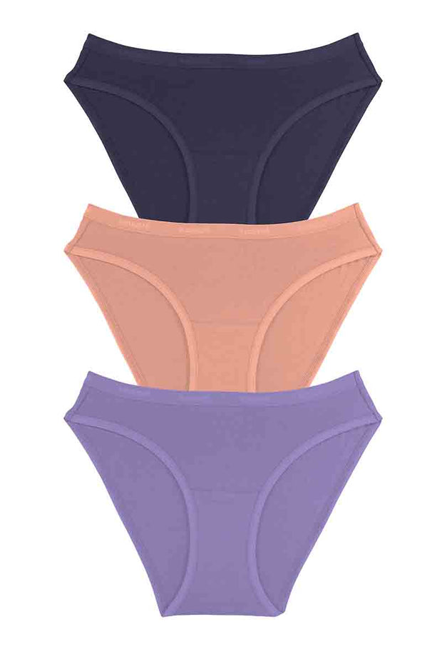 Cotton Bikini Briefs Solid Pack of 3 S / Assorted - amanté Panty