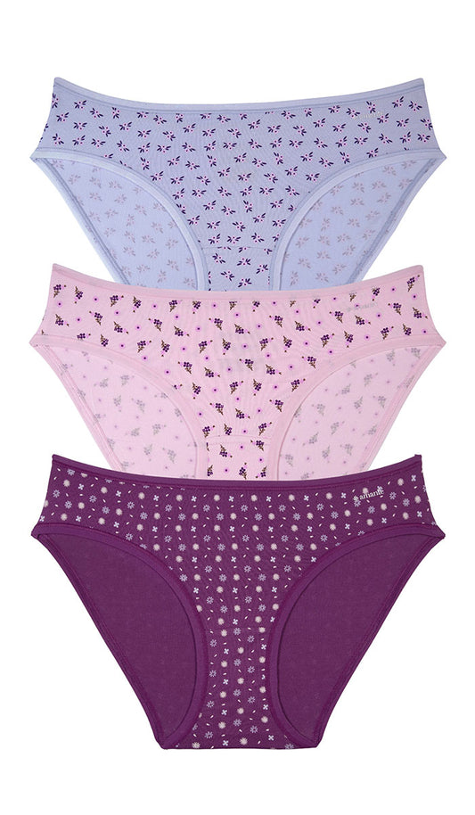 Cotton Bikini Brief Print Pack of 3 (Thin Elastic) - amanté Panty Pack