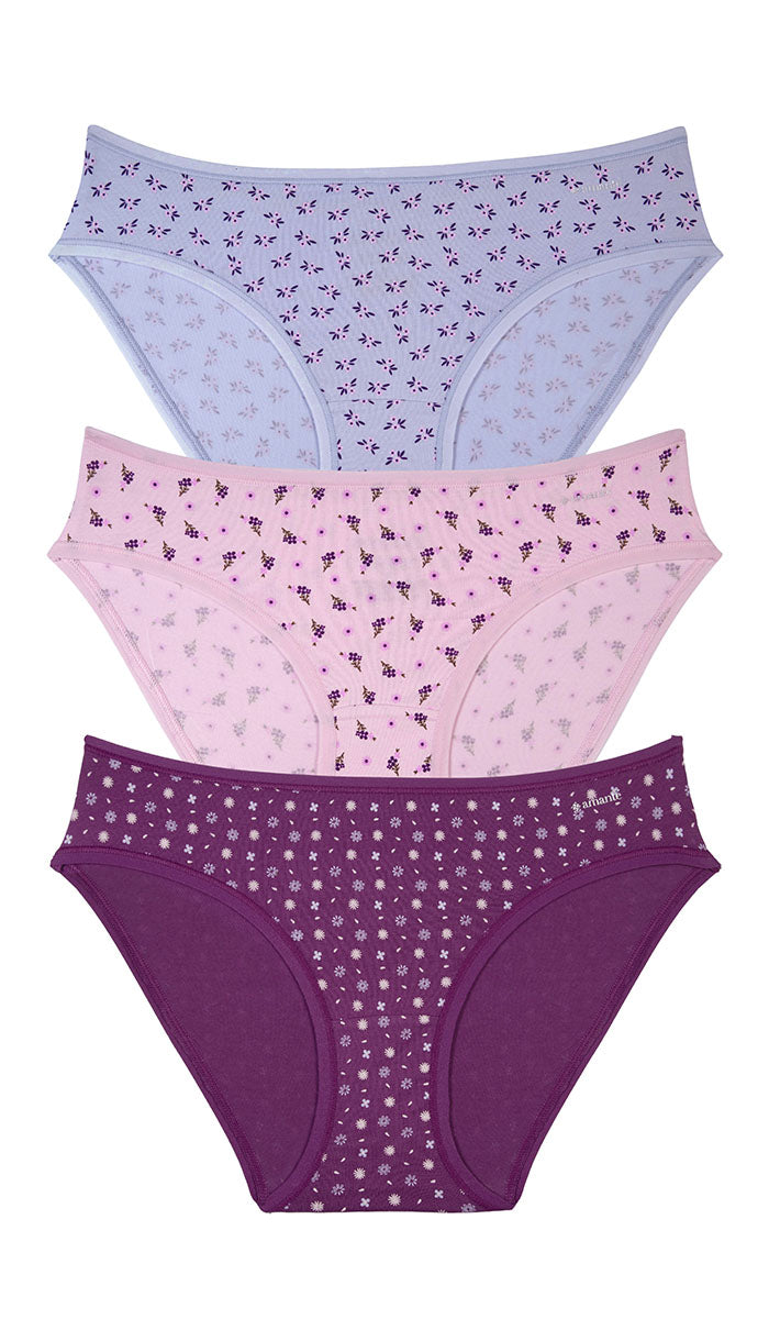 Cotton Bikini Brief Print Pack of 3 (Thin Elastic) - amanté Panty Pack