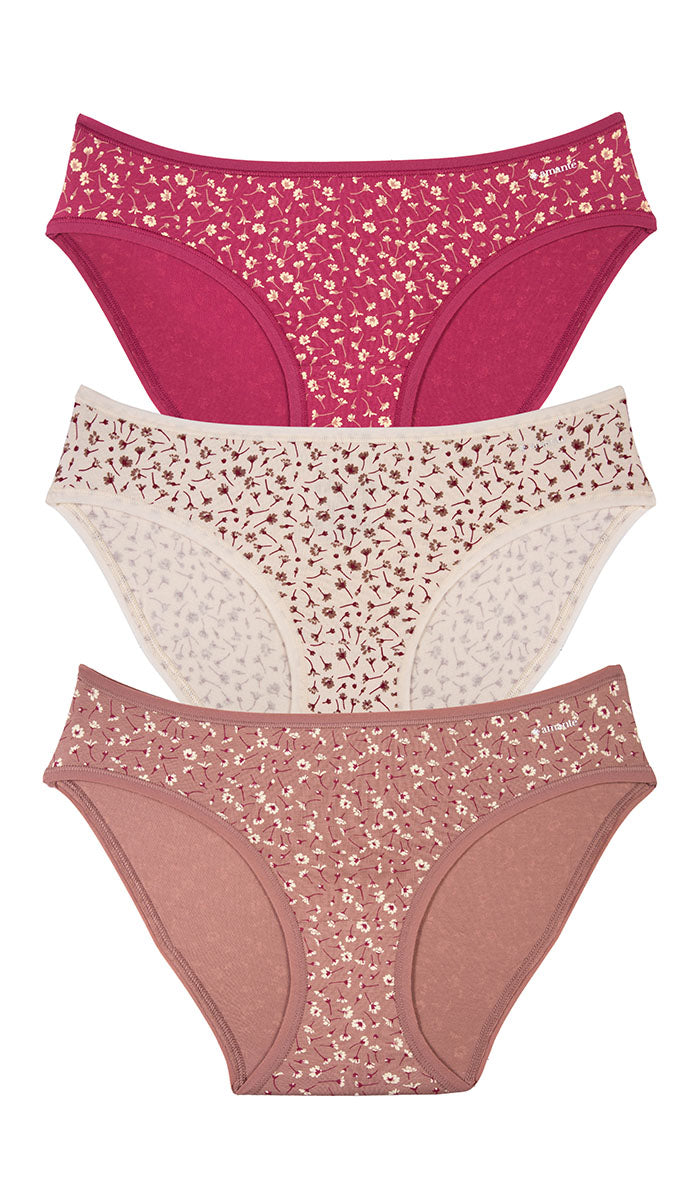 Cotton Bikini Brief Print Pack of 3 (Thin Elastic) - amanté Panty Pack