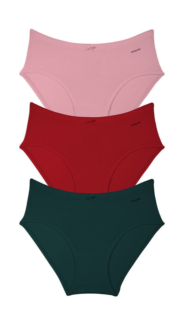 Cotton Inner Elastic Hipster Solid Pack of 3 M / CBM35 - amanté Panty Pack