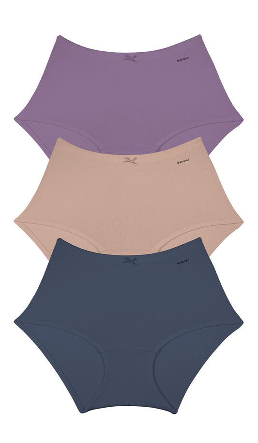 Cotton Inner Elastic Full Brief Solid Pack of 3 S / CMB1 - amanté Panty Pack