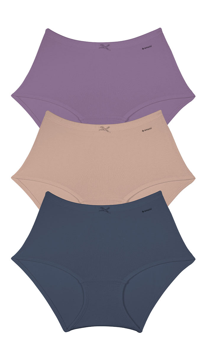 Cotton Inner Elastic Full Brief Solid Pack of 3 S / CMB1 - amanté Panty Pack