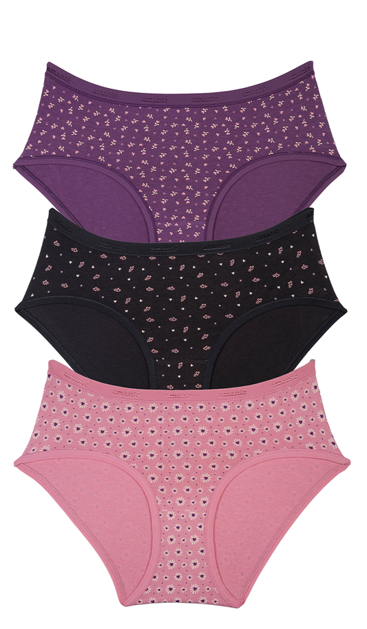 Cotton Hipster Brief Print Pack of 3 S / C779 - amanté Panty Pack