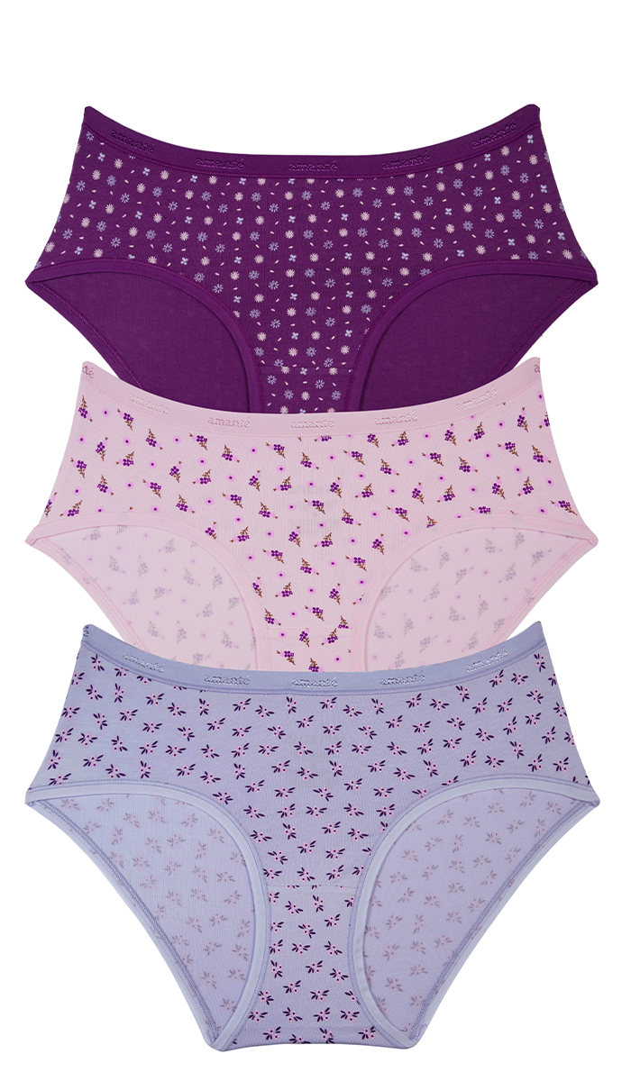 Cotton Hipster Brief Print Pack of 3 S / C777 - amanté Panty Pack