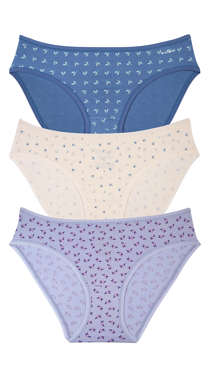 Cotton Hipster Brief Print Pack of 3 S / C780 - amanté Panty Pack