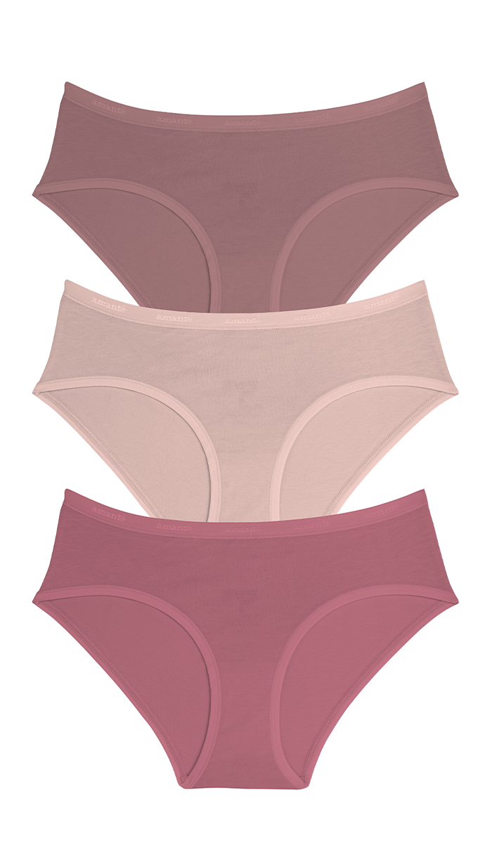 Cotton Hipster Brief Solid Pack of 3 S / C764 - amanté Panty Pack