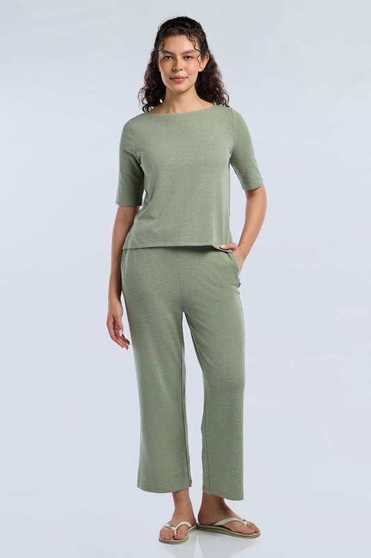 Texured Lounge Set S / Pale Pistachio - amanté Sleep