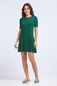 Aquabreeze Flared Swim Dress S / Opal Green - amanté Swim thumbnail 1