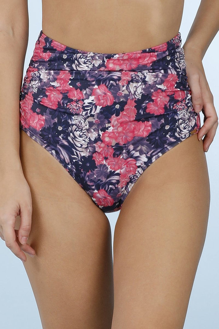Side Ruched Bikini Bottom S / Fandango Print - amanté Swim