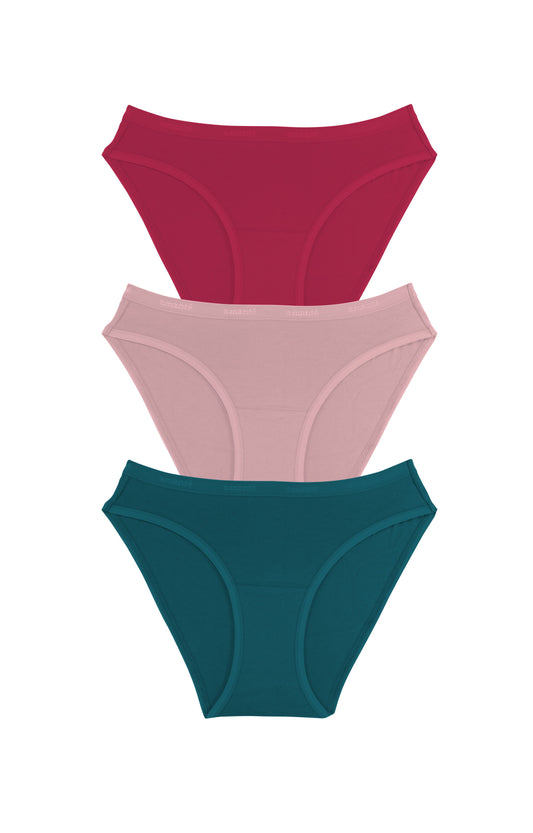Cotton Bikini Brief Solid Pack Of 3 XS / C0014 - amanté Panty