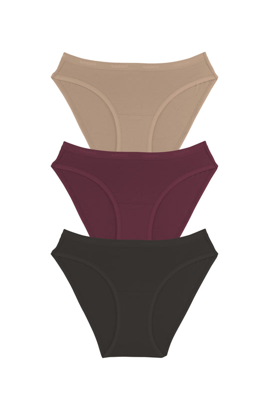 Cotton Bikini Brief Solid Pack Of 3 XS / C0022 - amanté Panty