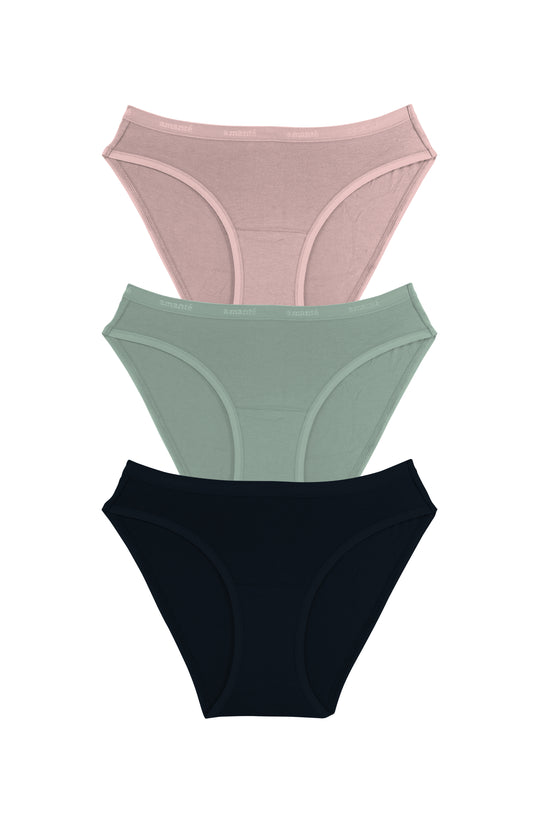 Cotton Bikini Brief Solid Pack of 3 - amanté Panty