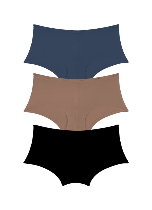 Cotton Boyshort Brief Solid Pack Of 3 XS / C017 - amanté Panty