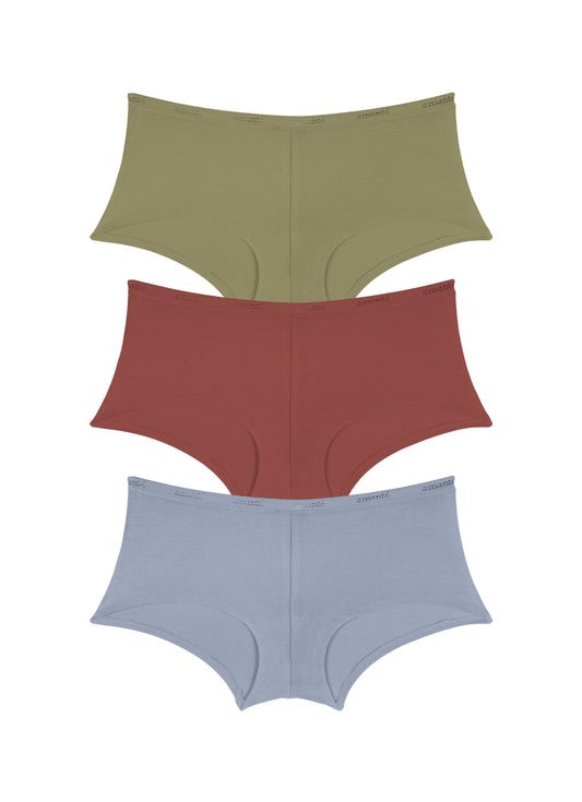 Cotton Boyshort Brief Solid Pack Of 3 XS / C0024 - amanté Panty