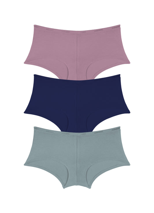 Cotton Boyshort Brief Solid Pack Of 3 XS / C0025 - amanté Panty