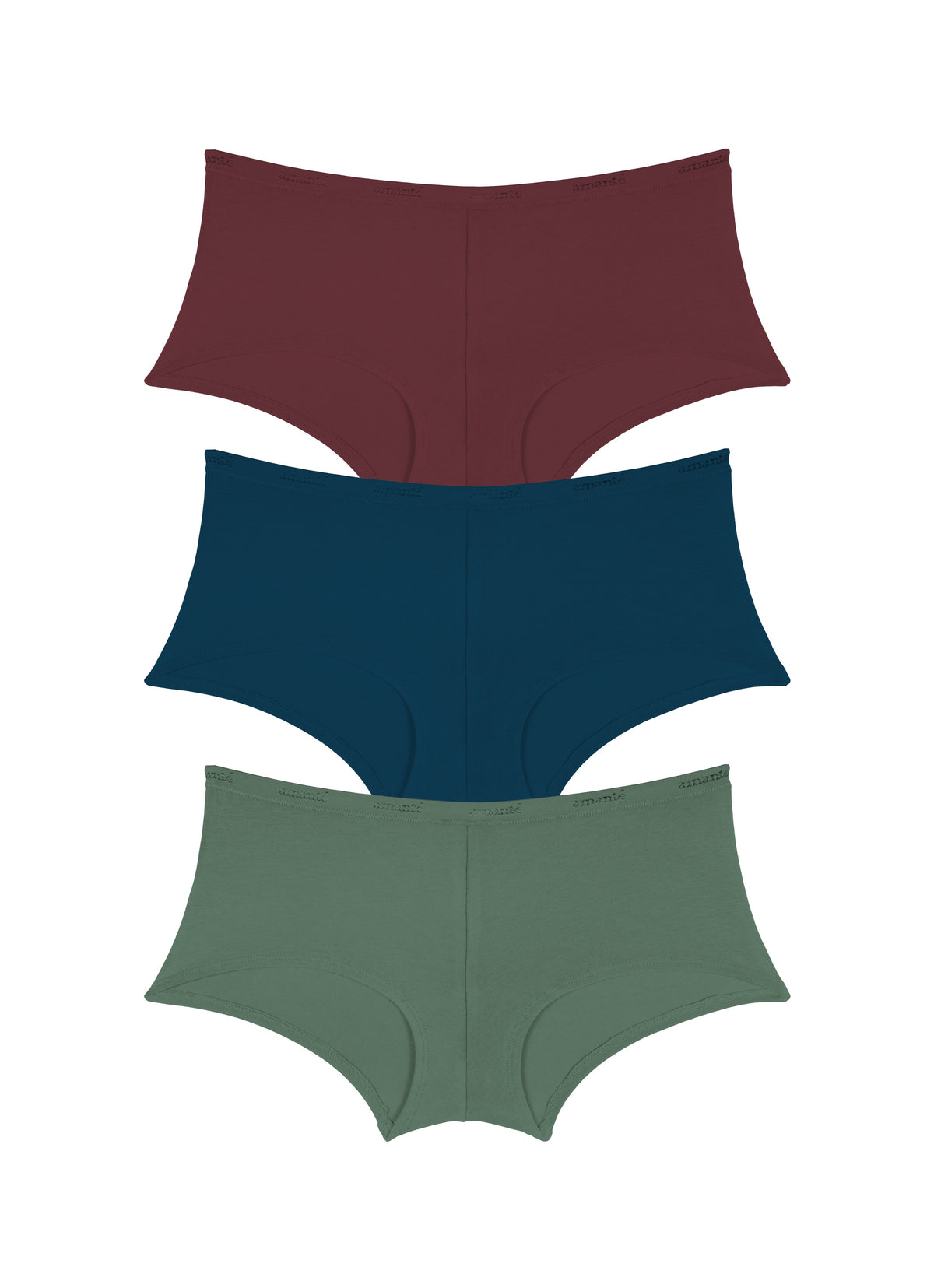 Cotton Boyshort Brief Solid Pack Of 3 XS / C0030 - amanté Panty - Image 1 of 1