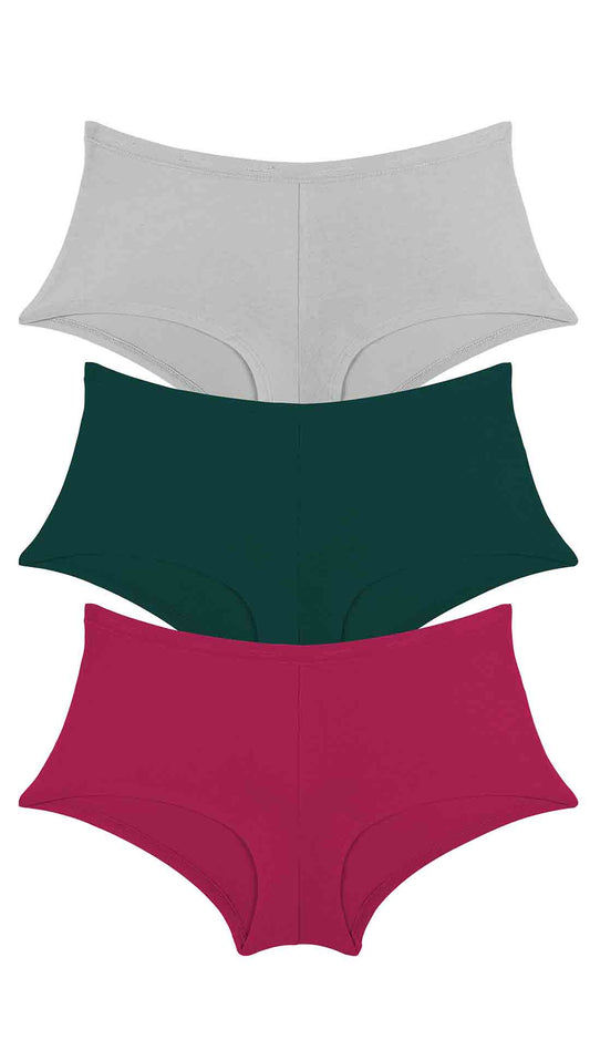 Cotton Boyshort Brief Solid Pack of 3 S / S004 - amanté Panty Pack
