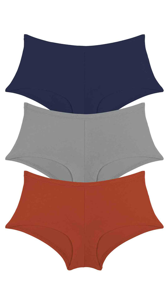 Cotton Boyshort Brief Solid Pack of 3 S / S009 - amanté Panty Pack