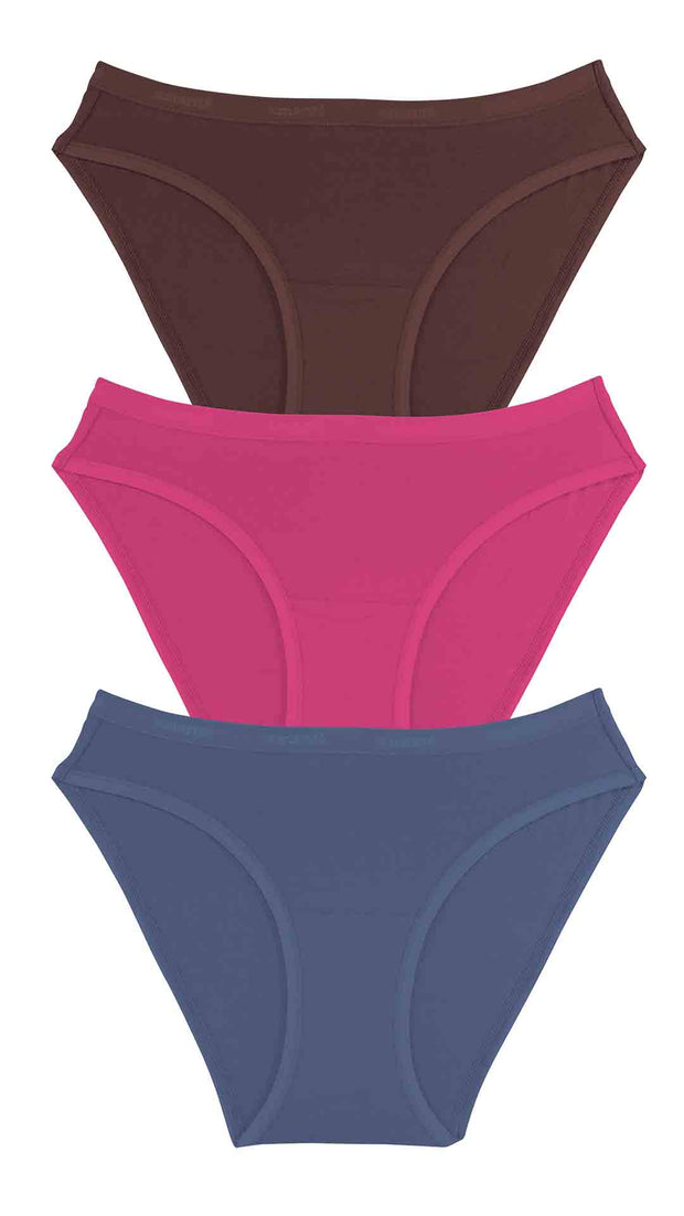 Buy Amante Solid Three-fourth Coverage Low Rise Bikini Panties (Pack of 3)  online