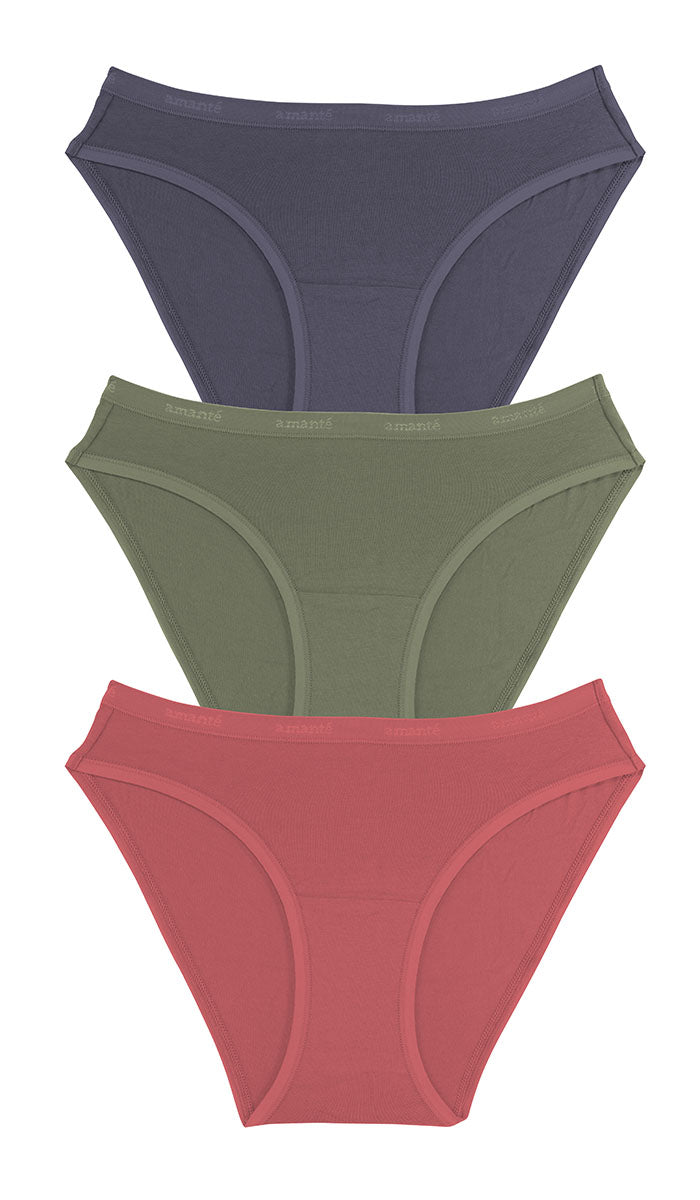 Cotton Bikini Brief Solid Pack of 3 L / C444 - amanté Panty