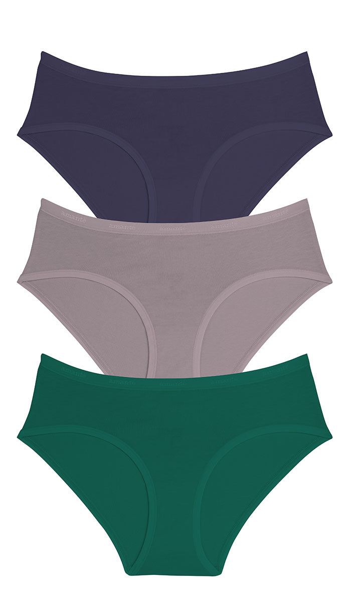 Cotton Hipster Brief Solid Pack of 3 L / B162 - amanté Panty