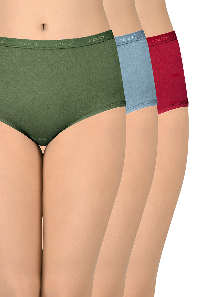 Cotton Full-Brief Solid Pack of 3 (Combo 2) S / C343 SOLID - amanté Pantie - Image 1 of 5