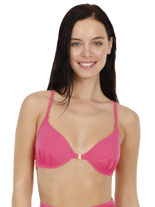 Front Closure Racerback Bikini Top S / Fandango Pink - amanté Swimwear