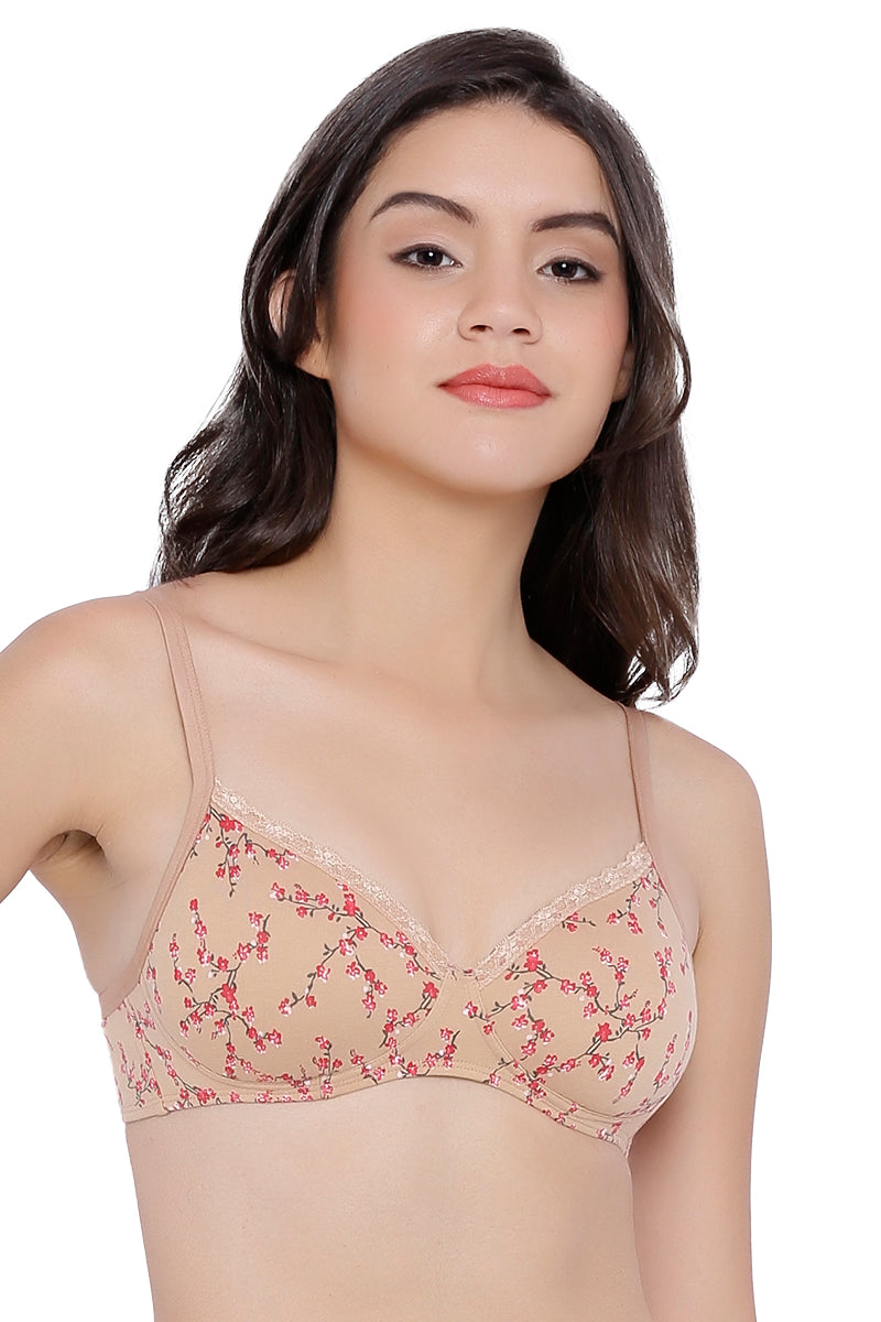 Cotton Casuals Non-Wired Bra 38B / Sesame-American Beauty PR - amanté Bra