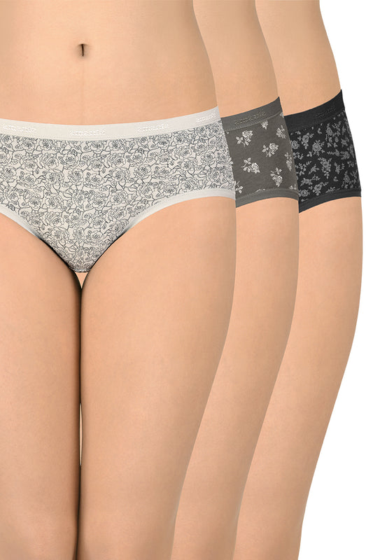 Cotton Hipster Brief Print Pack of 3 (Combo 3) S / Assorted - amanté Panty