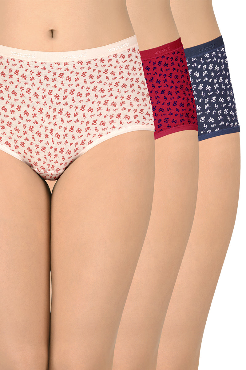 Cotton Full-Brief Print Pack of 3 (Combo 2) S / Assorted - amanté Panty - Image 1 of 6