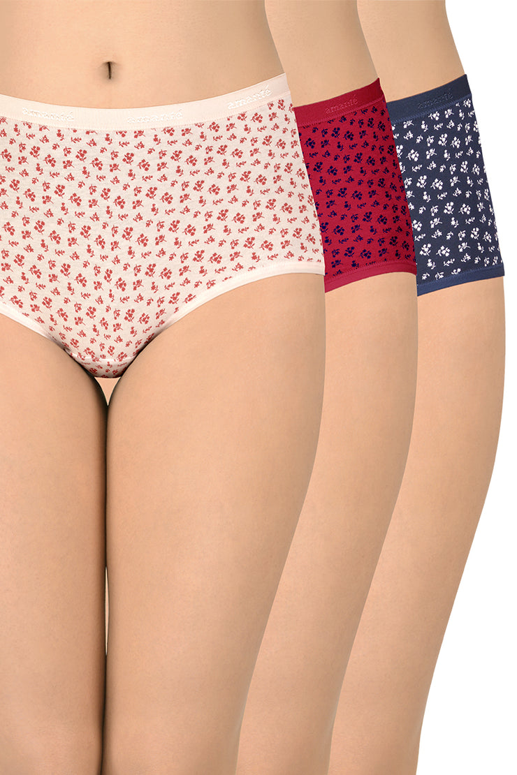 Cotton Full-Brief Print Pack of 3 (Combo 2) S / Assorted - amanté Panty