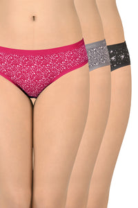 Cotton Hipster Brief Print Pack of 3 (Combo 4) S / Assorted - amanté Panty thumbnail 1