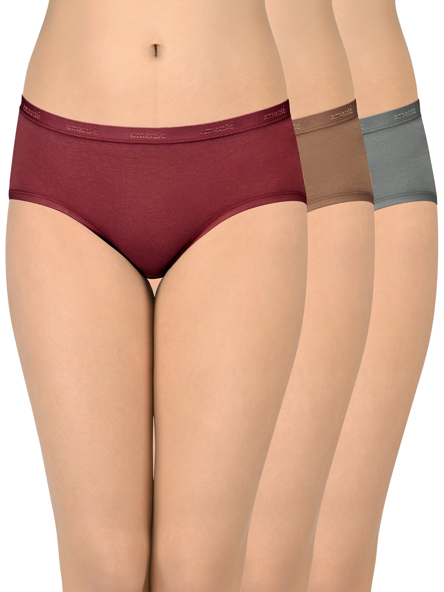 Cotton Hipster Brief Solid Pack of 3 (Combo 2) S / C344 Solid - amanté Panty - Image 1 of 5