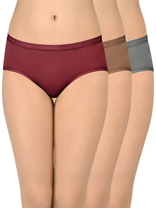 Cotton Hipster Brief Solid Pack of 3 (Combo 2) S / C344 Solid - amanté Panty