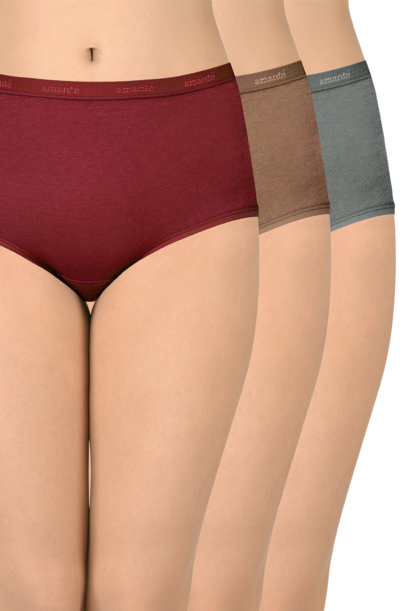 Cotton Full-Brief Solid Pack of 3 (Combo 3) S / C344 SOLID - amanté Pantie - Image 1 of 7