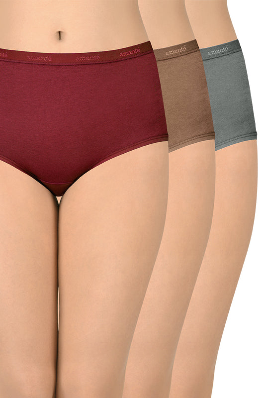Cotton Full-Brief Solid Pack of 3 (Combo 3) S / C344 SOLID - amanté Pantie