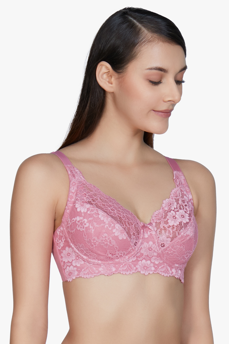 Cotton Lace Support Non-Wired Bra 36B / Wild Rose - amanté Bra - Image 2 of 8