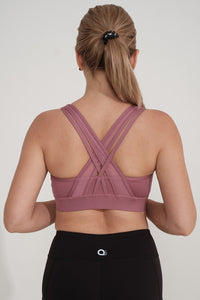 Flaunt Crossback Medium Impact Sports Bra S / Mauve Pearl - amanté Sportswear thumbnail 1