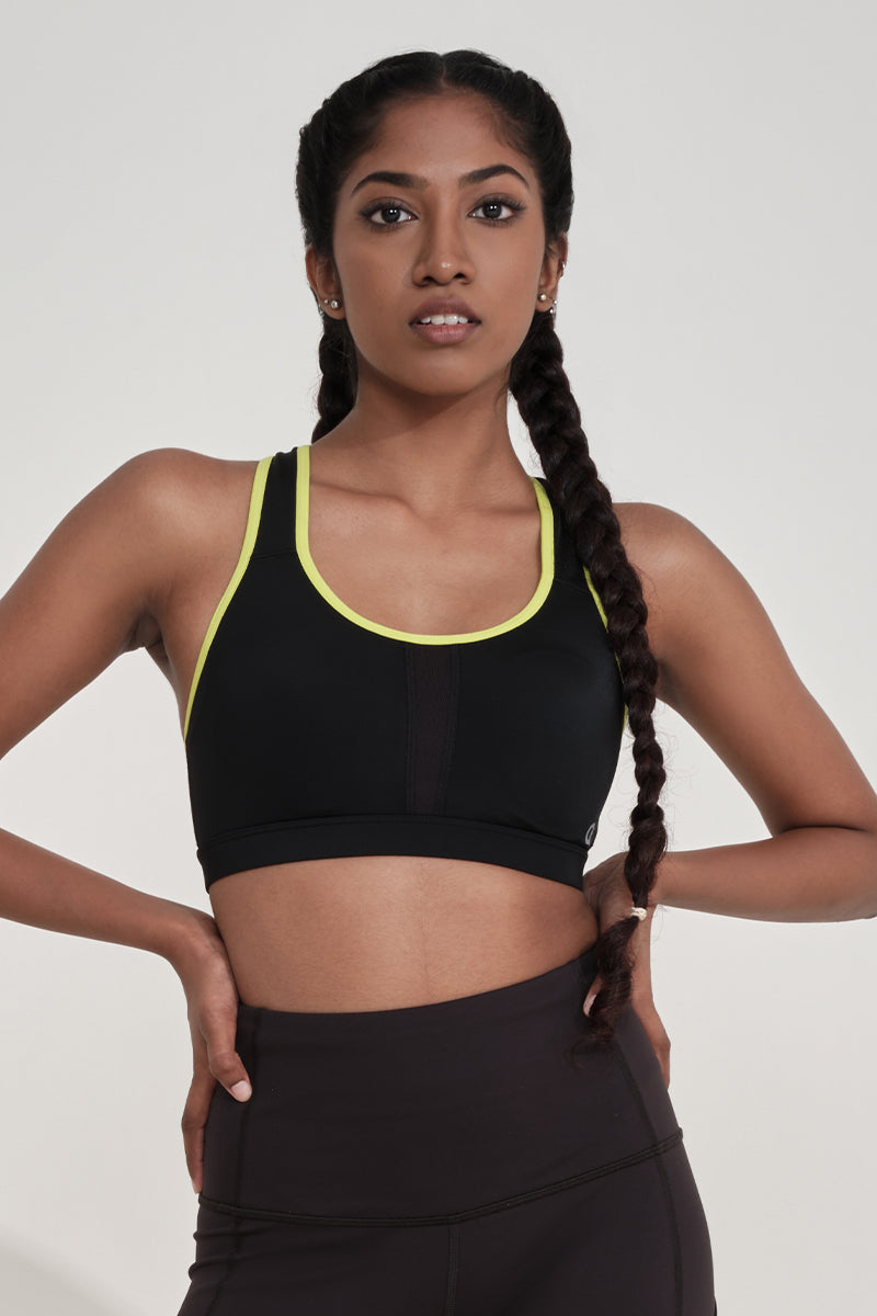 Energize Medium Impact Sports Bra S / Black - amanté Sportswear