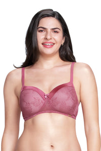 Satin Touch Padded Non-Wired Lace Bra 32B / Malaga - amanté Bra thumbnail 1