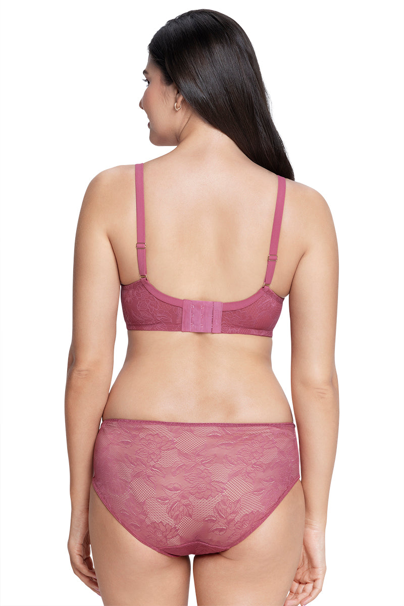 Satin Touch Padded Non-Wired Lace Bra  - amanté Bra - Image 6 of 8