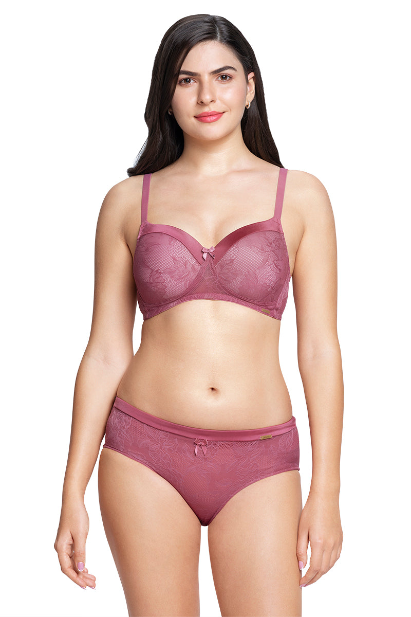 Satin Touch Padded Non-Wired Lace Bra  - amanté Bra - Image 5 of 8