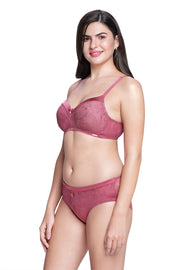 Satin Touch Padded Non-Wired Lace Bra  - amanté Bra