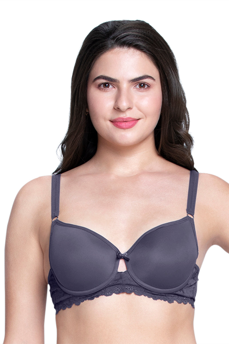 Strappy Bliss Padded Wired Lace Bra 32B / Graystone - amanté Bra - Image 1 of 7