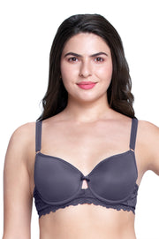 Strappy Bliss Padded Wired Lace Bra 34C / Graystone - amanté Bra