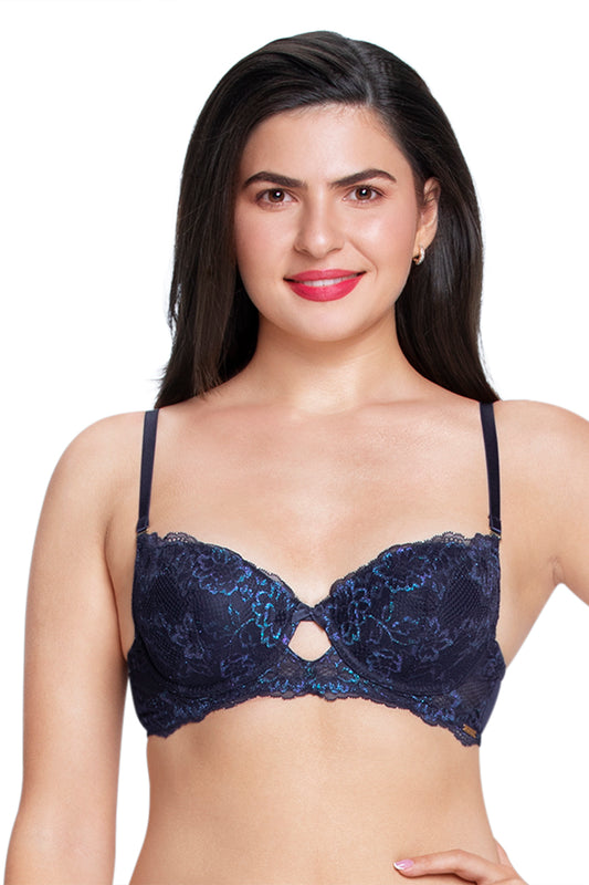 Twilight Dream Padded Wired Lace Bra 32B / Evening Blue - amanté Bra