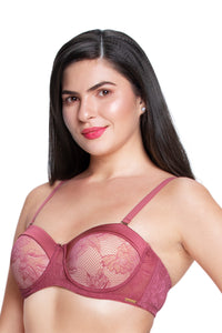 Satin Touch Strapless Padded Wired Lace Bra  - amanté Bra thumbnail 3