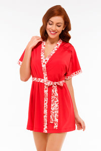 Floral Impressions Robe S / Tomato Puree - amanté Sleepwear thumbnail 2